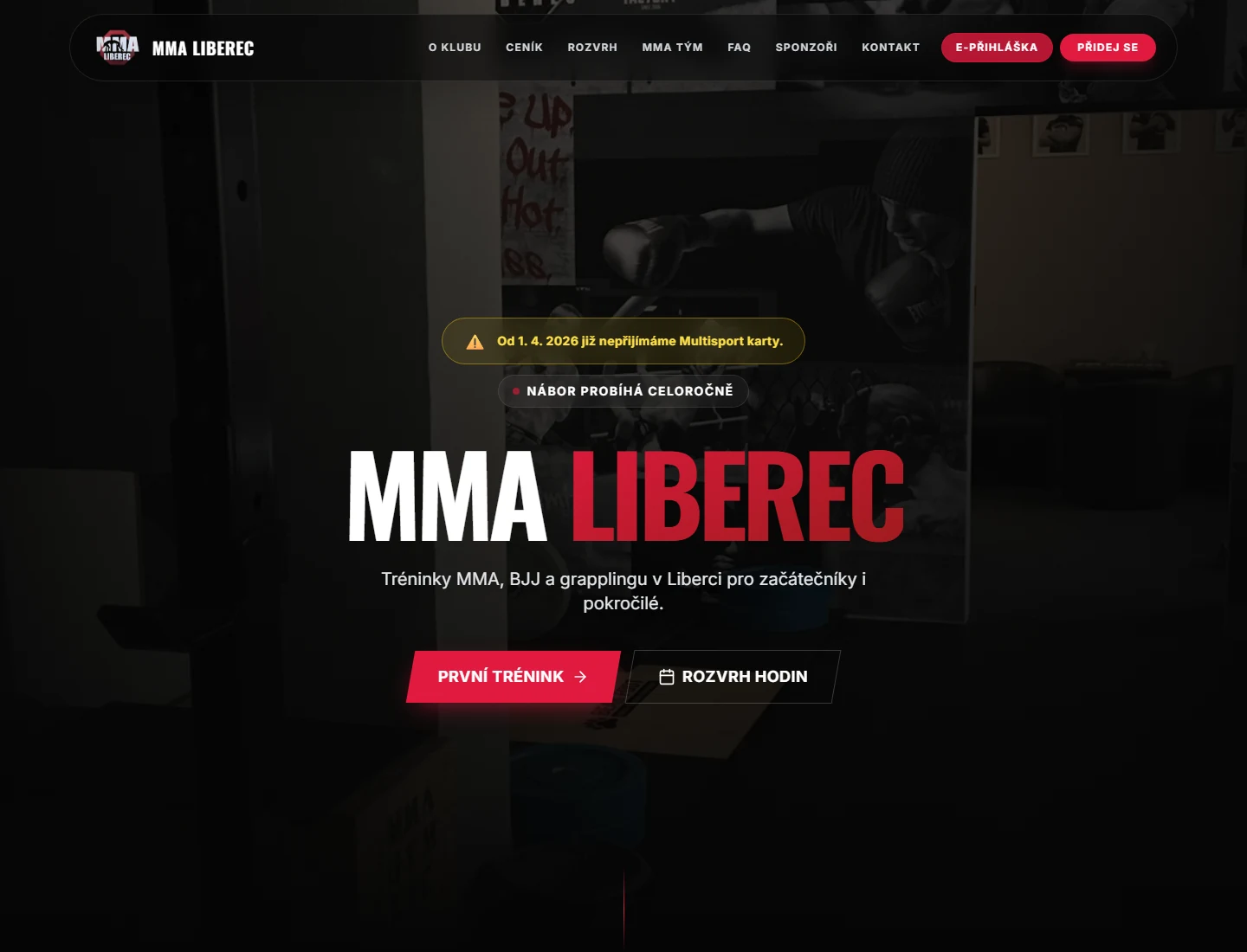 MMA Liberec website screenshot